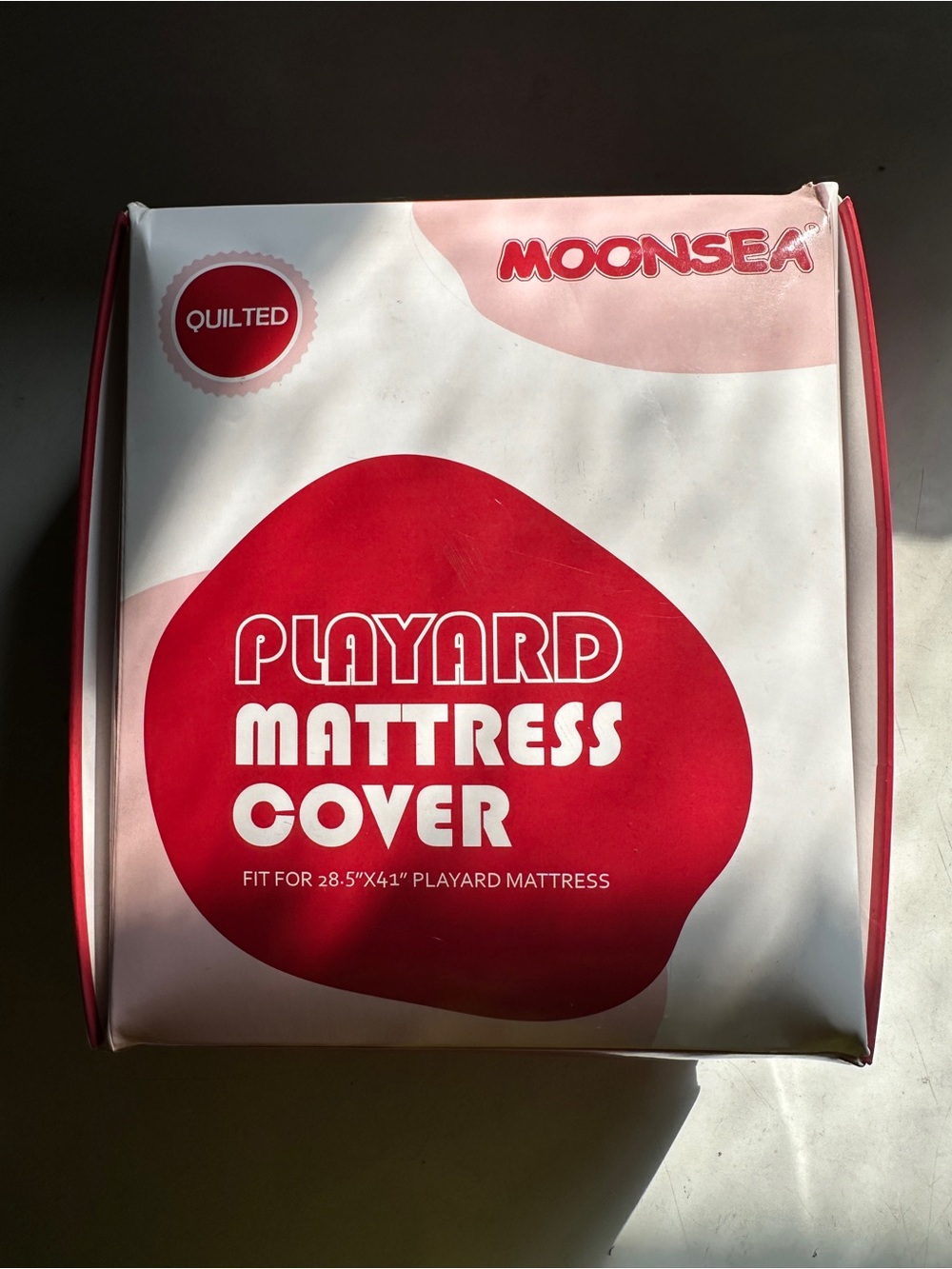 MOONSEA Quilted Playard Mattress Cover - White & Red